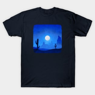 Dreamy Blue Desert Moon Seventies Snapshot T-Shirt